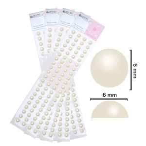 Meia perola adesiva 6mm branca cartela 5001 trama