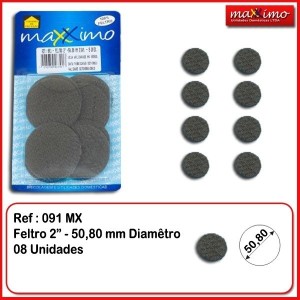 Feltro 091-391 red. cartela c/8pc  2 50,80mm diam  maxximo