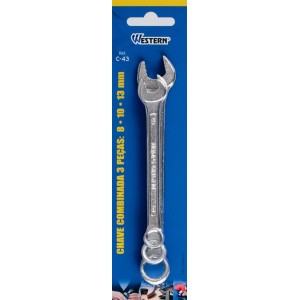 Chave combinada cartela c/3 peças 8/10/13 c-43 western