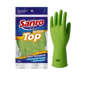 Luva sanro top verde media latex c/1par