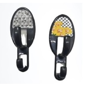 Cabide c/2 ganchos adesivos a/ 2 pçs preto 138p daivak