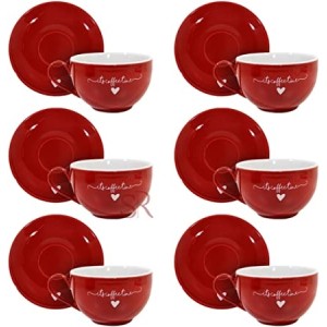 Jogo 6 xícaras chá lamour vermelha 160ml