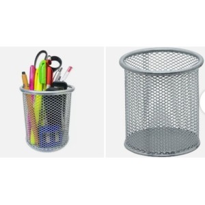 Porta caneta c/1pç 0023 redondo metal prata top mix