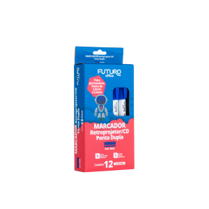 Marcador retroprojetor cd azul ponta dupla c/12pçs fo272211futuro