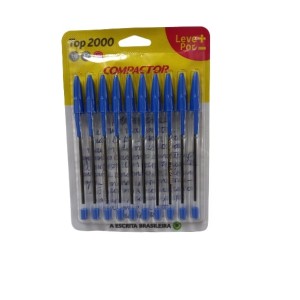 Caneta top 2000 com 10 unidades azul compactor