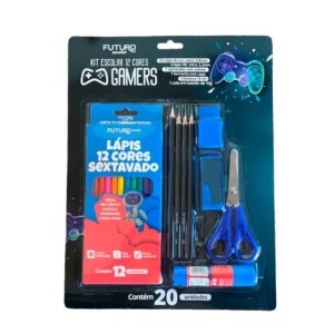 Kit escolargamers fe092236 lápis 12 cores sextavado  c/20 pçs futuro