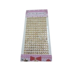 Meia perola adesiva 6mm 1cart cristal gold cartela trama