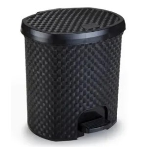 Lixeira pedal rattan preto c/1pç  052p 6litros nitron