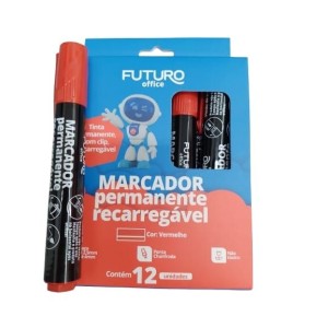 Marcador recarregavel permanente vermelho fo272254 c/12 peças futuro