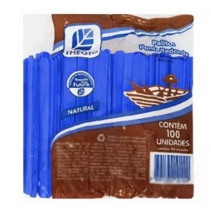 Palito sorvete escolar azul  ponta redonda  c/100pçs 10cm 51712 theoto