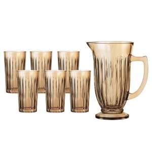 Conjunto jarra com 6 copos lila âmbar c/7pçs cjps085/ab
