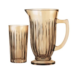 Conjunto jarra com 6 copos melina âmbar cjps084/ab