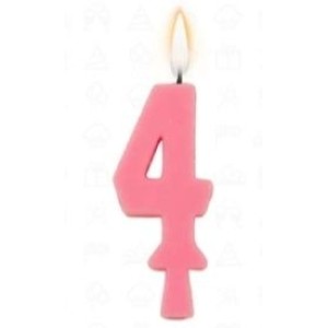 Vela aniversário n°4 rosa c/1pç regina