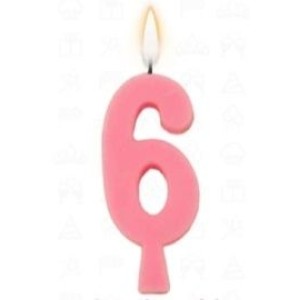 Vela aniversário n°6 rosa c/1pç regina