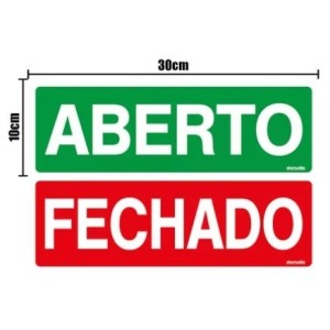 Placa sinalizacao pq. aberto/fechado 10x30 c/1 pç pacific