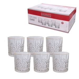 Copo baixo Clarice borda dourada 350ml c/6pçs cpbx071/gd
