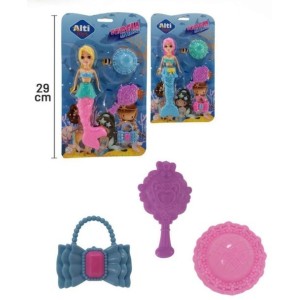 Brinquedo boneca sereia estilosa c/ acessórios c/4 pçs 7723 altimix