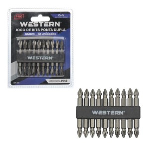 Jogo 10 bits pontas dupla ph2 65mm bit-265 western