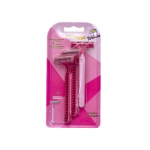 Aparelho de barbear rosa com 3 cabo emborrachado nvc