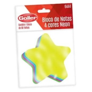 Bloco adesivo postit neon estrela 6444 g-144 c/1pç c/80fls goller