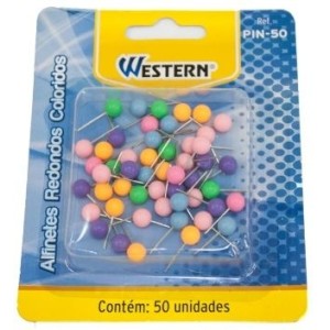 Alfiinete redondo colorido c/50pçs p/ mapa pin-50 western