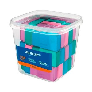 Borracha escolar color tr pote com 24 unidades mercur